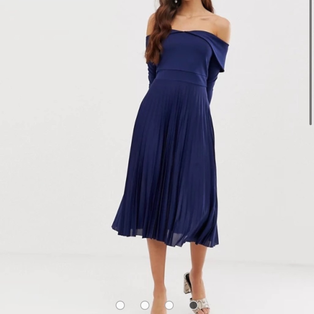 ASOS Pleated Bardot Midi Dress